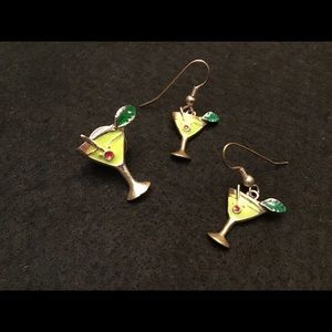 MARTINI EARRINGS & BROOCH DUO MINT JULEP MOJITO